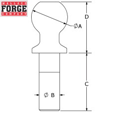 2-5/16” High Rise Hitch Ball - (1” High Rise) - Wallace Forge